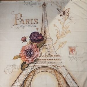 Vintage Paris Themed Bluish Brown Eiffel Tower Shower Curtain
